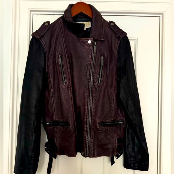 Michael Kors, Two Toned Leather Jacket, Size L - Picture 2 of 2